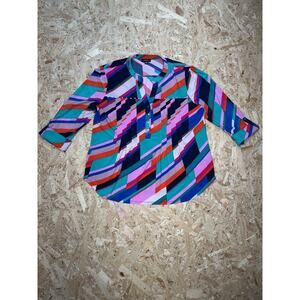 Cocoon Women’s Multicolor Long Sleeve Button Down Blouse Sz XL